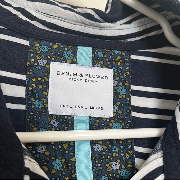 Denim & Flowers Blue and White Striped Shirt (Box C) - Picture 3 of 5